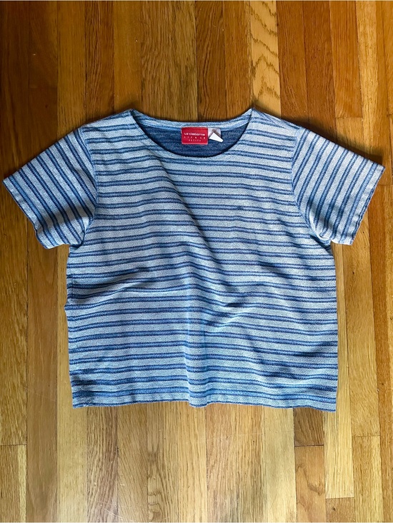 Liz Claiborne Tops - Vintage Liz Claiborne Blue Striped Texted Knit Top